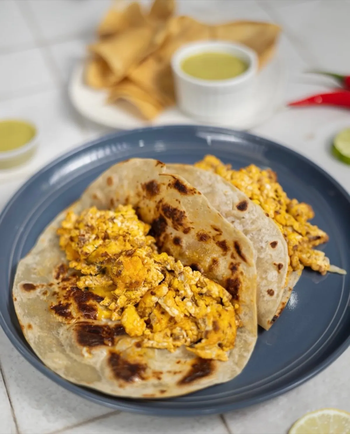 Chorizo and egg breakfast taco made with Chorizo de San Manuel at Loredo's Tortilleria