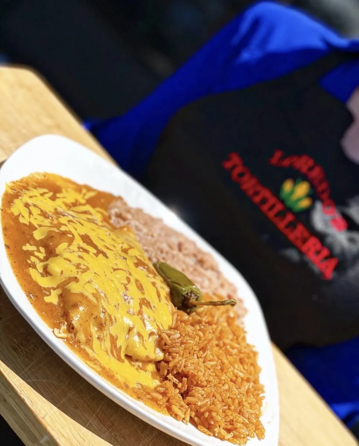 Wednesday special enchiladas plate from Loredo's Tortilleria in Edinburg TX